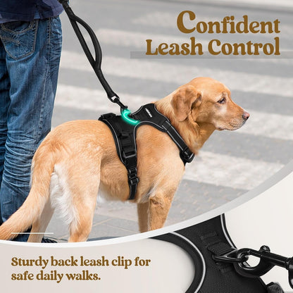 No - Pull Dog Harness with 2 Leash Clips – Adjustable, Reflective, Padded Vest for Large Dogs (Black, L) - Paw Fit Gears